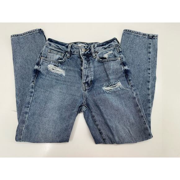 Pacsun Womens Jeans Size 23 Mom Jean Distressed Denim Multiple Button Up - Picture 1 of 13
